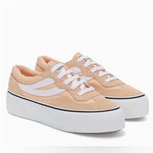 SUPERGA | 3041 REVOLLEY COLOURBLOCK PLATFORM PINK PEACH-WHITE size 8.5